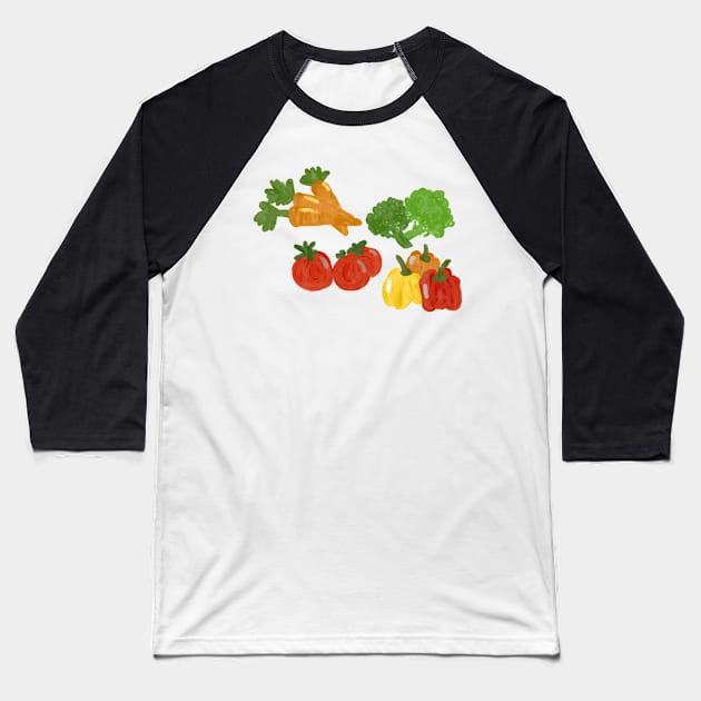 Veggies Baseball T-Shirt by anico-art